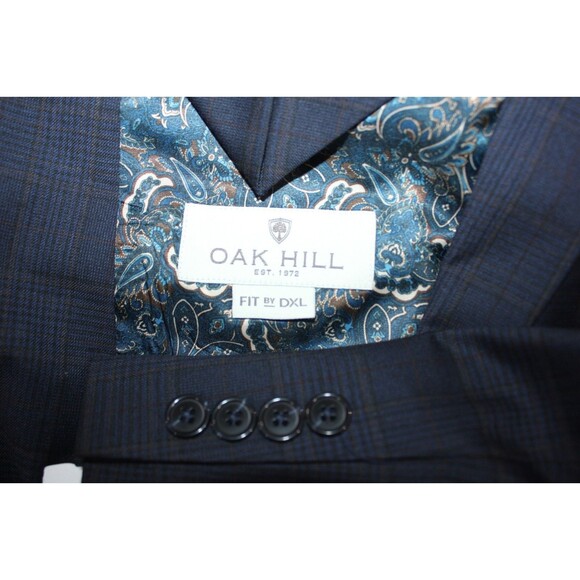 Oak Hill Sport Coat Mens Blue Glen Plaid Stretch Blazer Pocket Square 3XL 54-56 - Picture 9 of 11